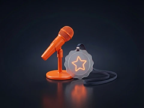 Бейдж спикера и микрофон